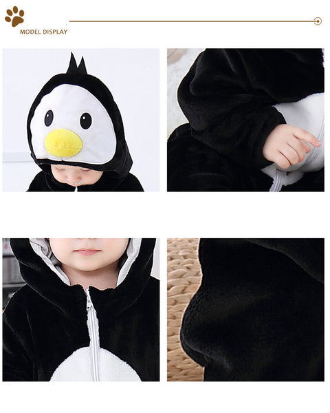 Newborn Baby Cartoon Birds Rabbits Winter Bunting Bodysuit Warm Hooded Romper Jumpsuit