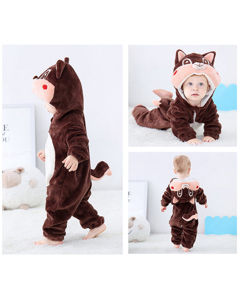 Newborn Baby Cartoon Birds Rabbits Winter Bunting Bodysuit Warm Hooded Romper Jumpsuit