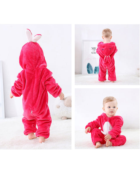 Newborn Baby Cartoon Birds Rabbits Winter Bunting Bodysuit Warm Hooded Romper Jumpsuit