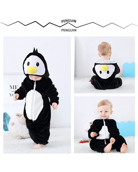 Newborn Baby Cartoon Birds Rabbits Winter Bunting Bodysuit Warm Hooded Romper Jumpsuit