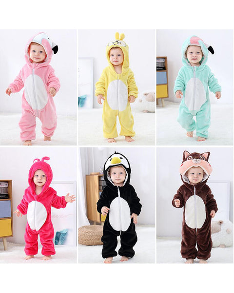 Newborn Baby Cartoon Birds Rabbits Winter Bunting Bodysuit Warm Hooded Romper Jumpsuit