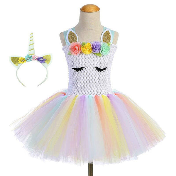 Baby Girls Unicorn Rainbow Tutu Party Dress