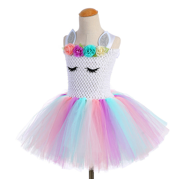 Baby Girls Unicorn Rainbow Tutu Party Dress