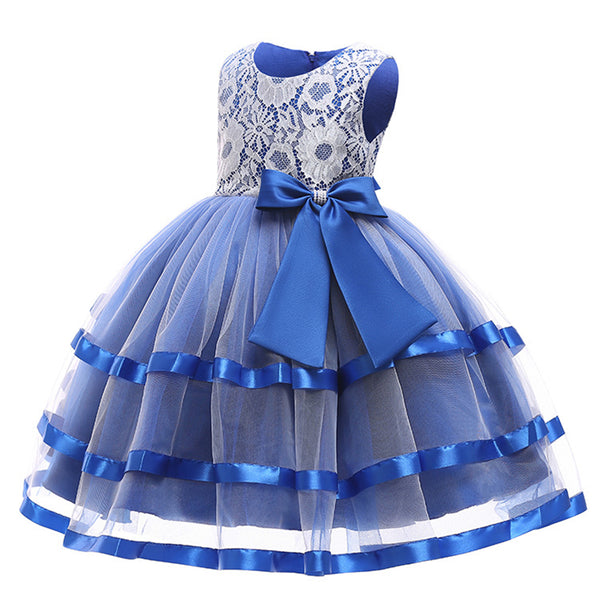 Girls Flower Girls Princess Wedding Dress Bow Tie Christmas Party Dresses