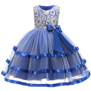 Girls Flower Girls Princess Wedding Dress Bow Tie Christmas Party Dresses