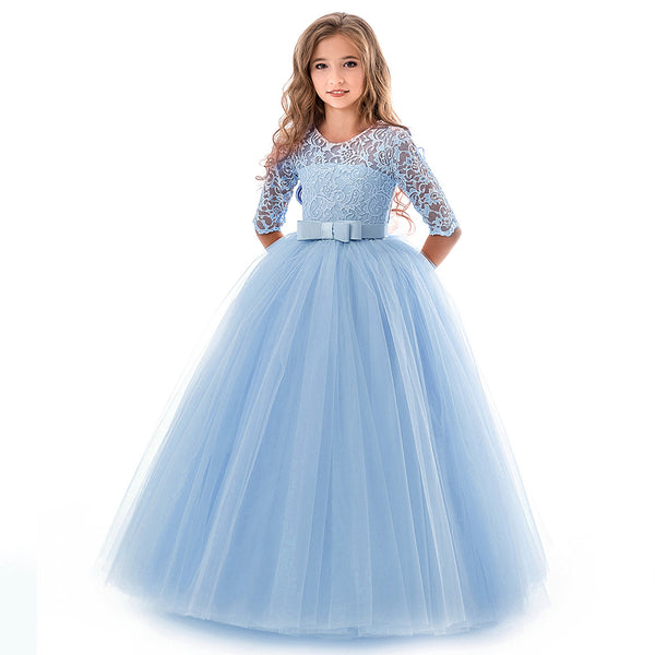 Girls Tulle Lace Flower Wedding Bridesmaid Dress Princess Pageant Formal  Gown