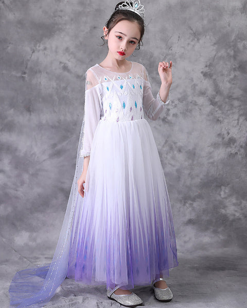 Elsa Princess Costume Girls Cosplay Dress for Halloween Party