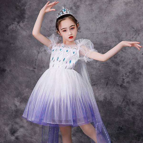 Girls Princess Costume Puff Sleeve Fancy Birthday Party Halloween Dress up