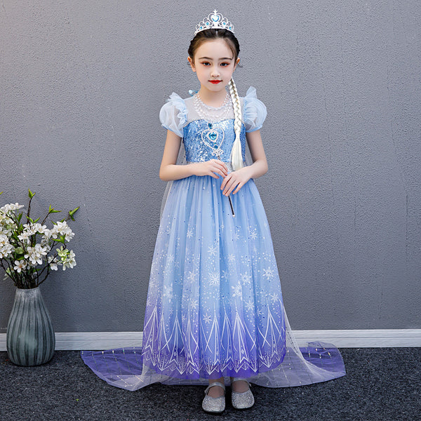 Little Girl Princess Dress  up Snow Party Queen Halloween Costume with Accessories