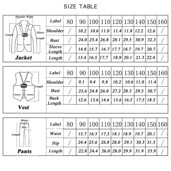 Boys' Black Formal Suit(white dot)  3 piece Dresswear suit set with jacket,vest and pants