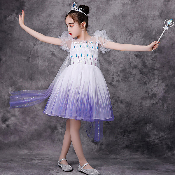 Girls Princess Costume Puff Sleeve Fancy Birthday Party Halloween Dress up