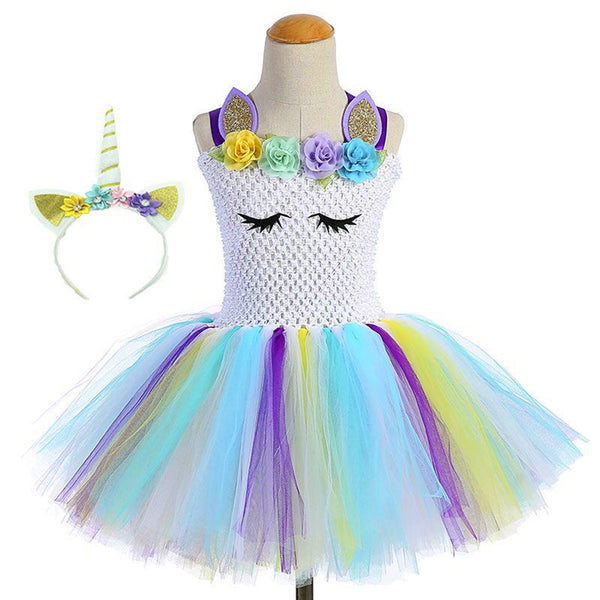 Baby Girls Unicorn Rainbow Tutu Party Dress