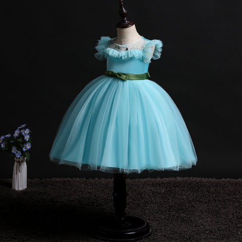 Girls Mesh Silk Satin Cute Angel Flower Girl Dress