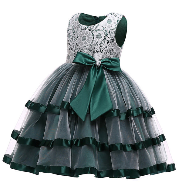 Girls Flower Girls Princess Wedding Dress Bow Tie Christmas Party Dresses