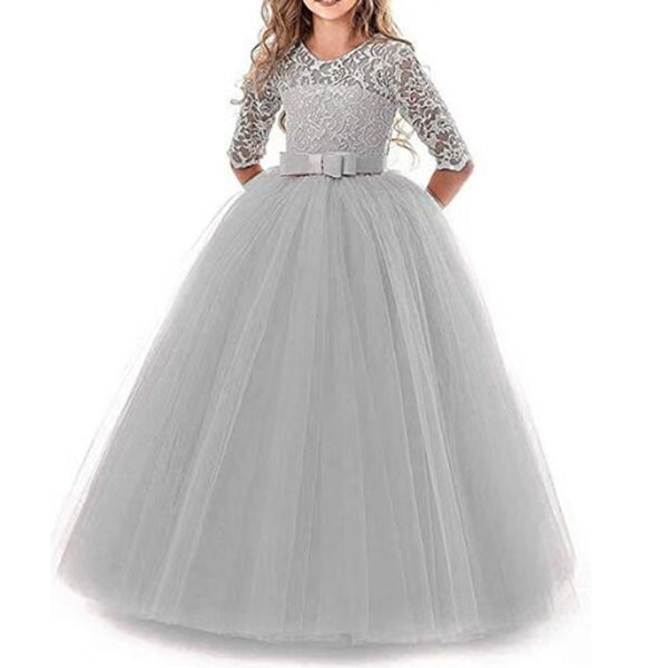 Girls Tulle Lace Flower Wedding Bridesmaid Dress Princess Pageant Formal  Gown