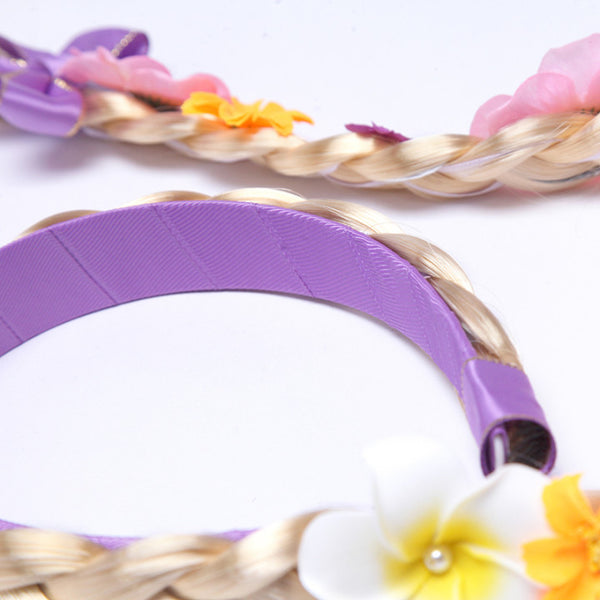 Girls Accessories for Costume Princess Hair Hoop Knitting Wig Braid Purple