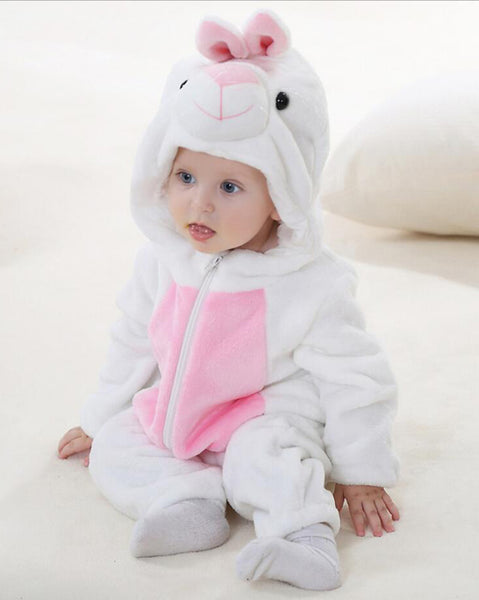 Newborn Baby Cartoon Animals Winter Bunting Bodysuit Warm Hooded Romper Jumpsuit