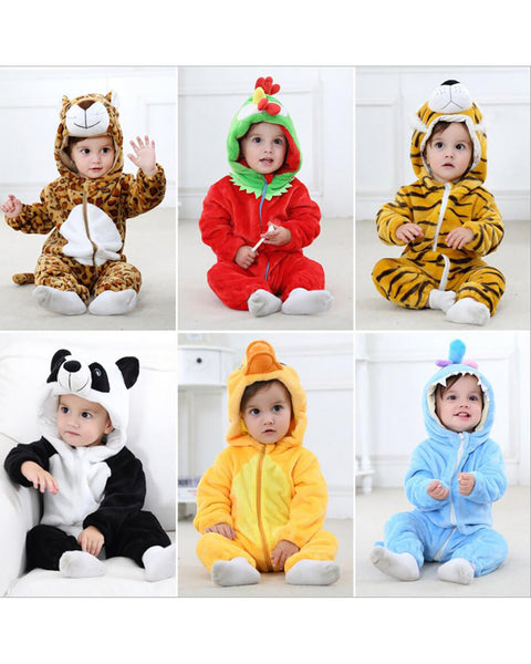 Newborn Baby Cartoon Animals Winter Bunting Bodysuit Warm Hooded Romper Jumpsuit