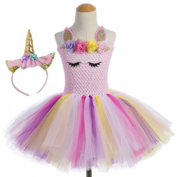 Baby Girls Unicorn Rainbow Tutu Party Dress