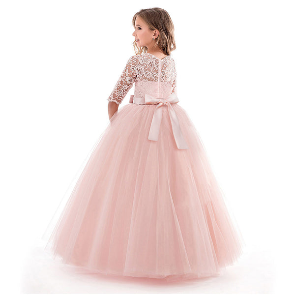 Girls Tulle Lace Flower Wedding Bridesmaid Dress Princess Pageant Formal  Gown