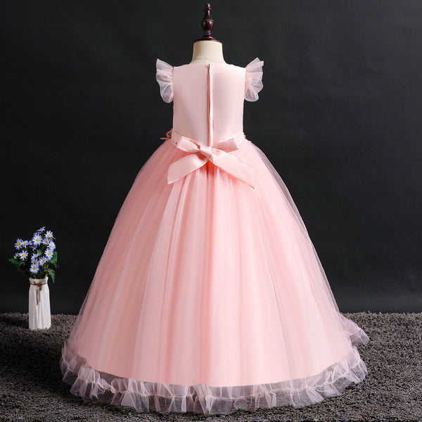 Girls Lace Appliques Flower Girl Dress