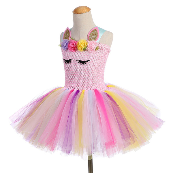 Baby Girls Unicorn Rainbow Tutu Party Dress