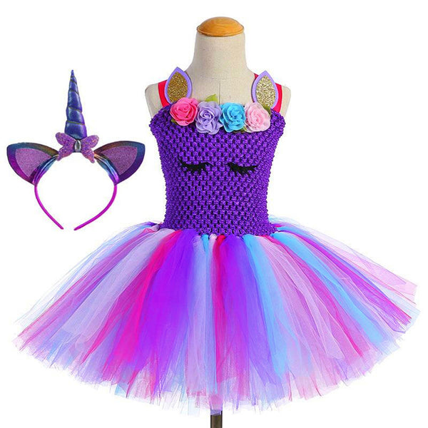 Baby Girls Unicorn Rainbow Tutu Party Dress