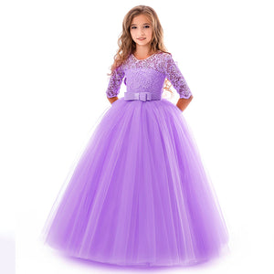 Girls Tulle Lace Flower Wedding Bridesmaid Dress Princess Pageant Formal  Gown