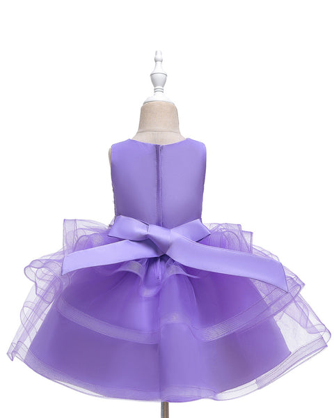 Girls Sleeveless Flower Embroidered Tutu Dress Pageant Flower Girl Dress