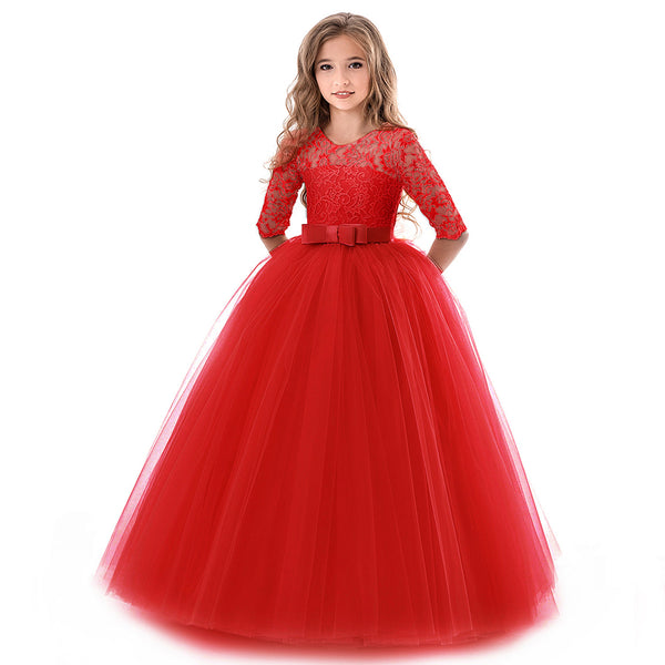 Girls Tulle Lace Flower Wedding Bridesmaid Dress Princess Pageant Formal  Gown