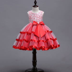 Girls Flower Girls Princess Wedding Dress Bow Tie Christmas Party Dresses