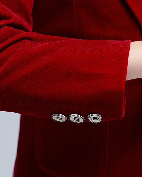 Boys' Red Corduroy Formal Suit  3 piece Dresswear suit set with jacket,pants and vest