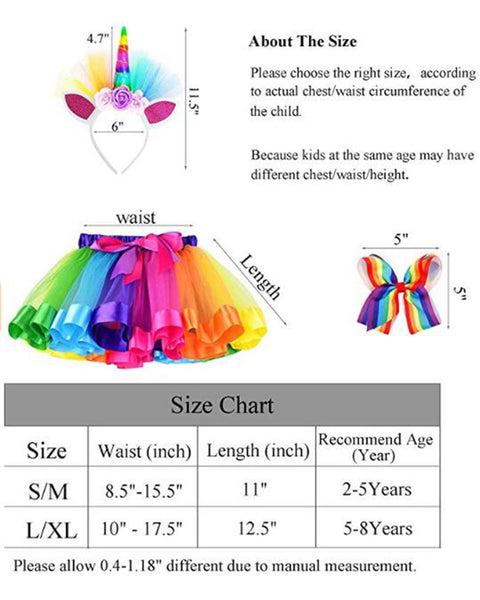 Baby Girls Layered Rainbow Tutu Skirt Bow Dance Ruffle