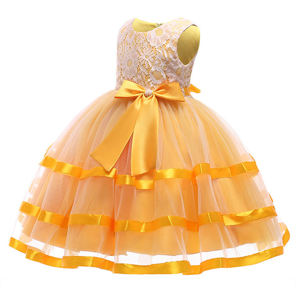 Girls Flower Girls Princess Wedding Dress Bow Tie Christmas Party Dresses