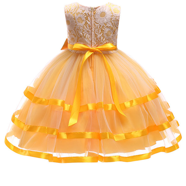 Girls Flower Girls Princess Wedding Dress Bow Tie Christmas Party Dresses